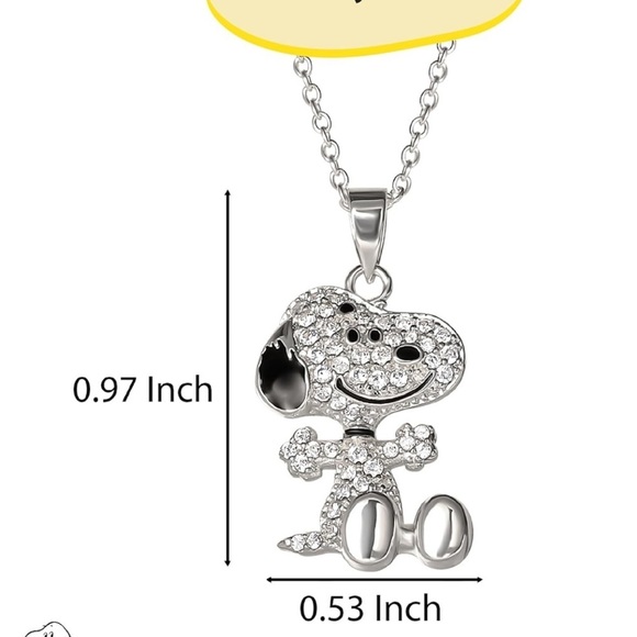 🆕 Peanuts Snoopy Rhinestone Crystals Pendant Necklace Fine Silver Plated - Picture 11 of 11